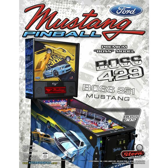 MUSTANG PREMIUM BOSS 429 Original Game Pinball Machine Flyer Auto Race Unused - Picture 1 of 2